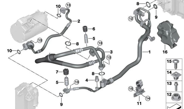 Tubo doble de aire acondicionado OEM 64539473885 para BMW G30, G31, G11, G12. Original BMW