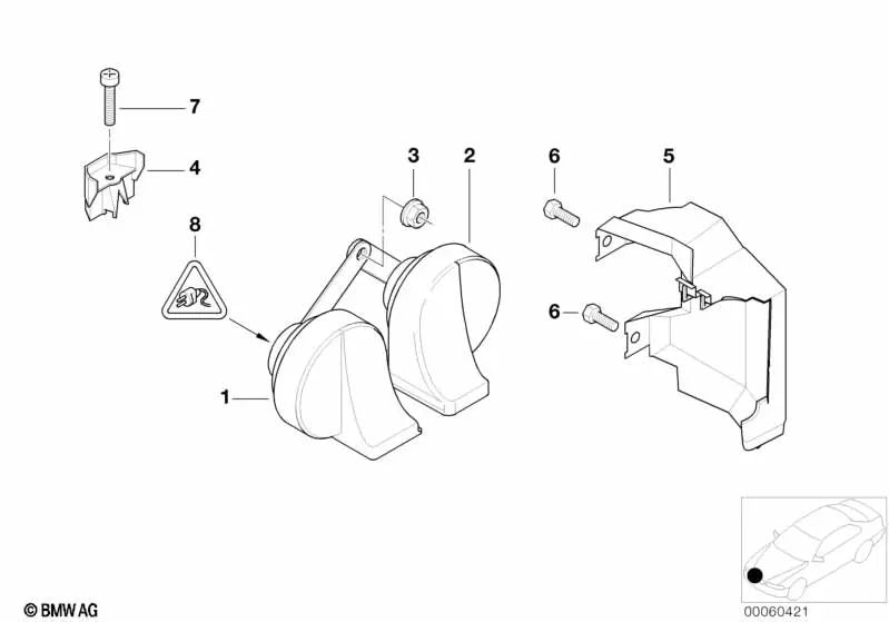 Fanfarria grave para BMW Serie 5 E39 (OEM 61338362359). Original BMW