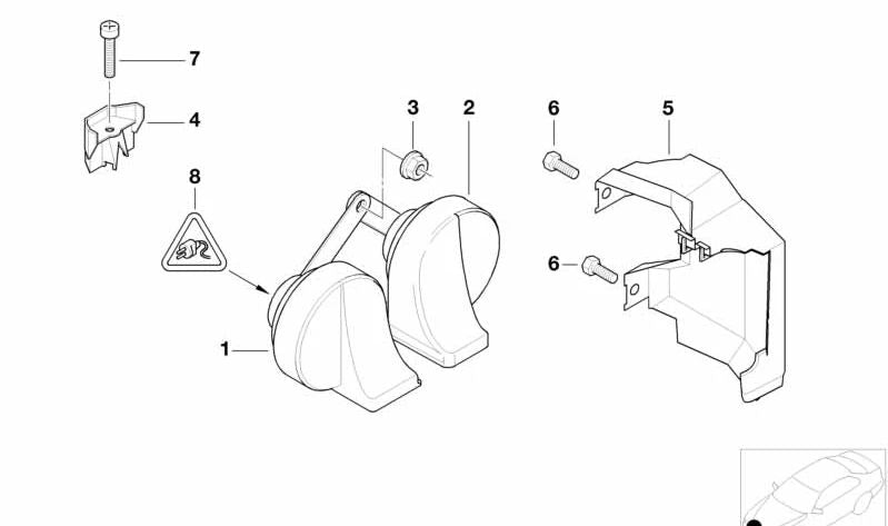 Fanfare de tono alto para BMW Serie 5 E39 (OEM 61338362360). Original BMW