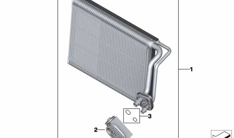 Evaporador OEM 64116975553 para BMW F20, F21, F22, F23, F87, F30, F31, F34, F80, F32, F33, F36, F82, F83. BMW original.