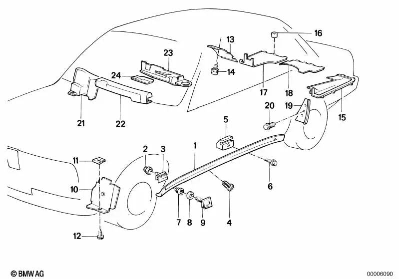 Cubierta derecha para BMW Serie 3 E30 (OEM 51711933810). Original BMW.