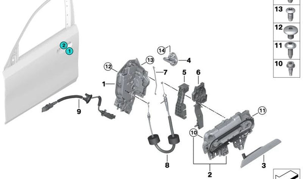 Cerradura de puerta lado izquierdo OEM 51215A160C5 para BMW U06, G60, G61, G90, U11, U10, U25. Original BMW