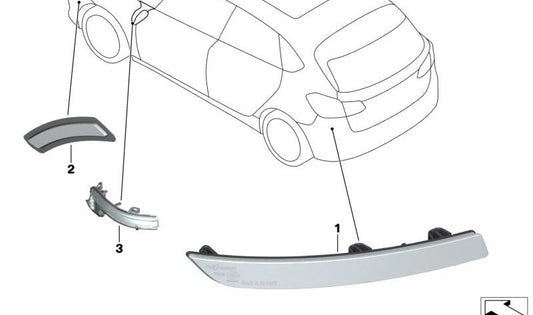 Riflettore posteriore destro per BMW F45, F46 (OEM 63147850602). BMW originale