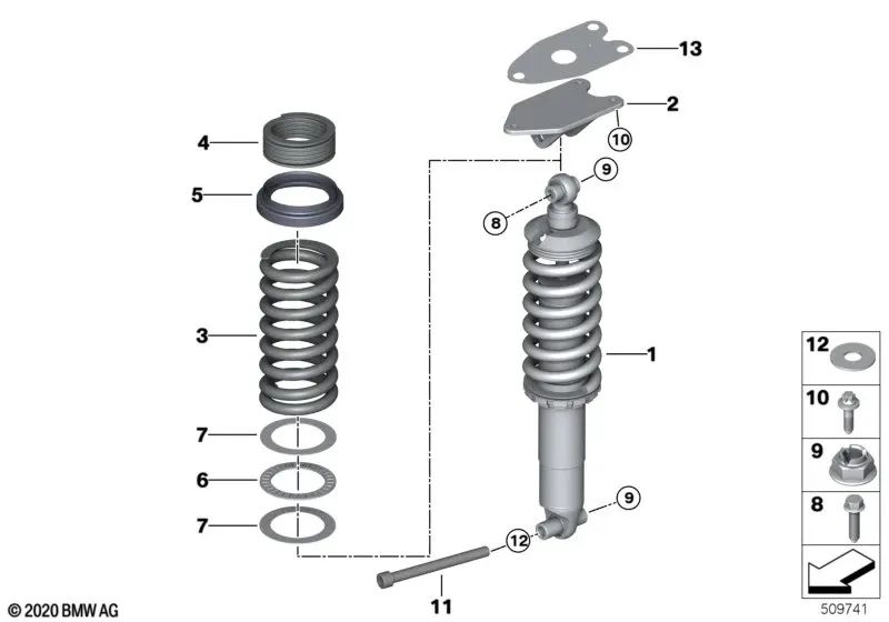 Tornillo de rosca hexagonal para BMW Serie 1 F20, F21, F40, F52, Serie 2 F22, F23, F44, F45, F46, F87, U06, Serie 3 F30, F31, F34, F35, F80, Serie 4 F32, F33, F36, F82, F83, i I01, I12, I15, X1 F48, F49, U11, X2 F39, MINI F54, F55, F56, F57, F60 (OEM 0711