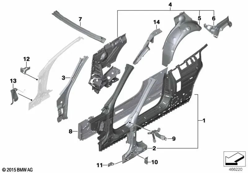 Soporte lateral superior derecho para BMW F33, F83 (OEM 41217347366). Original BMW