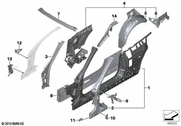 Marco lateral interior derecho para BMW F83 (OEM 41218061428). Original BMW