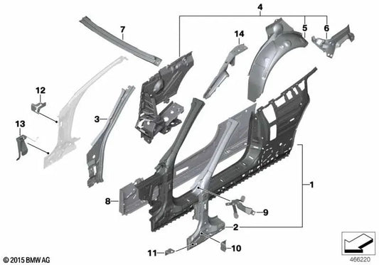 Left inner A-pillar for BMW F33, F83 (OEM 41217347007). Original BMW.