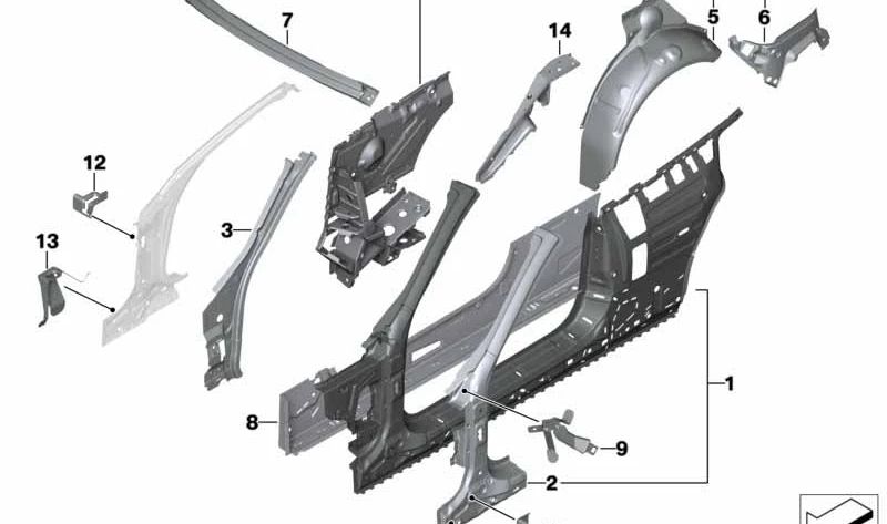 Marco lateral exterior derecho para BMW F33, F83 (OEM 41007347304). Original BMW.