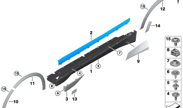 Embellecedor de paso de rueda izquierdo delantero OEM 51647484529 para BMW i3 (I01). Original BMW.