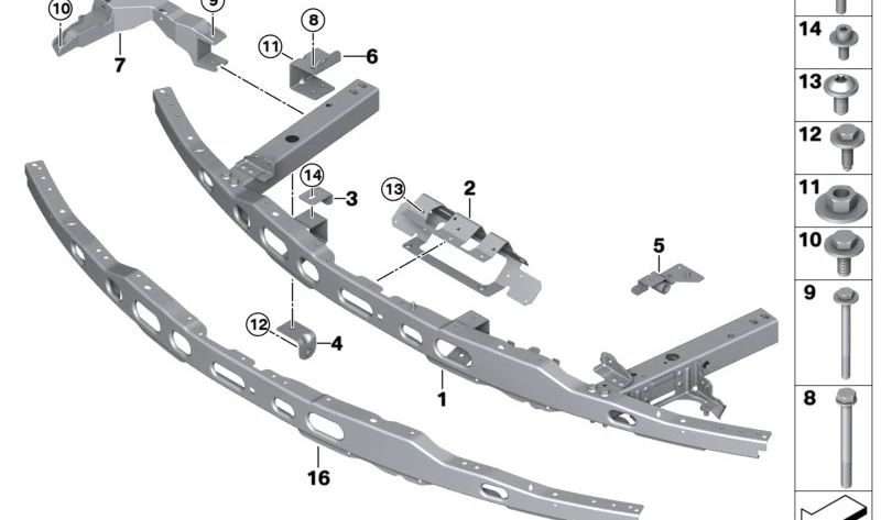 Left headlight bracket for BMW I01, I01N (OEM 51647331555). Original BMW.