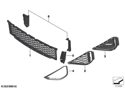 Left side grille for BMW F39 (OEM 51118076677). Original BMW