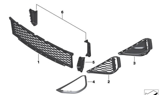 Lower Center Grille for BMW F39 (OEM 51118069096). Original BMW