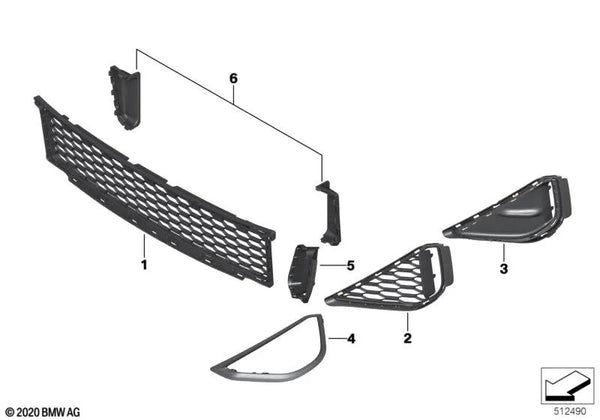 Rejilla lateral izquierda para BMW F39 (OEM 51118076677). Original BMW