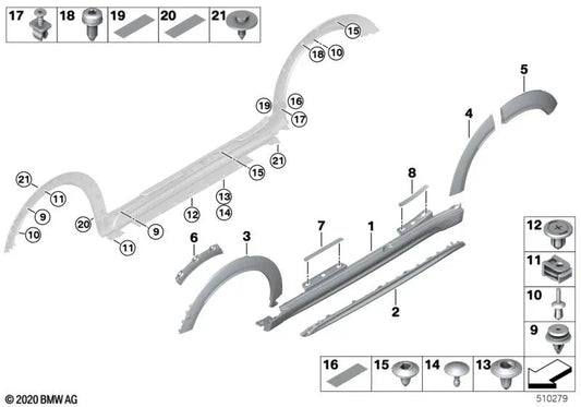 Cubierta de entrada trasera derecha para MINI F60N (OEM 51775A356E6). Original MINI.