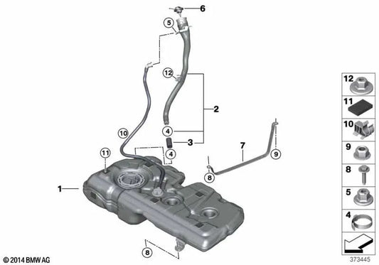 Plastic fuel tank for BMW F40, F44 (OEM 16119895425). Genuine BMW.