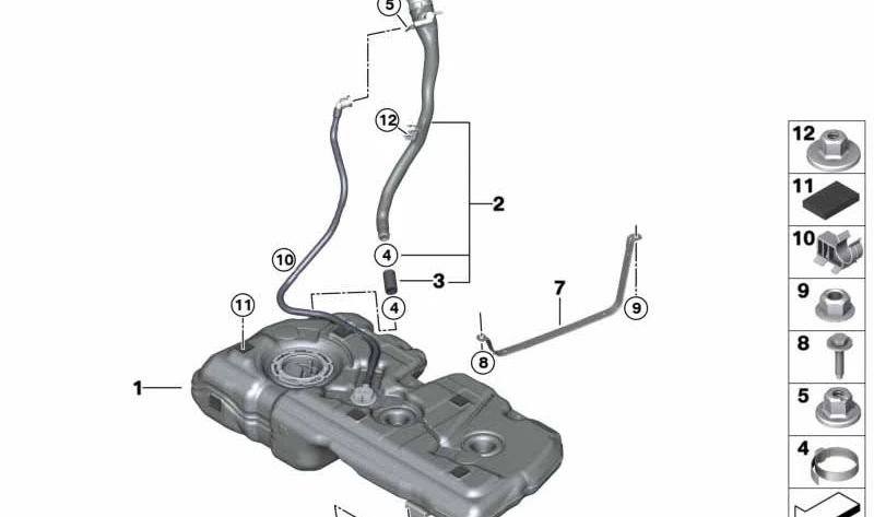 Plastic Fuel Tank for BMW F40, F44 (OEM 16119895424). Genuine BMW