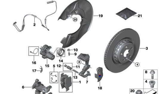 Sensor de desgaste de pastillas de freno trasero para BMW G09 (OEM 34358831071). Original BMW