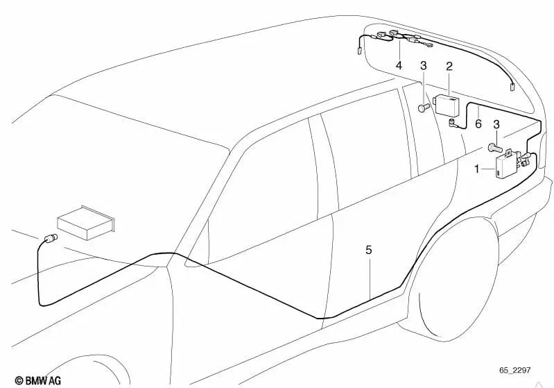 Amplificador de Antena de Cristal Lateral para BMW E36 (OEM 65248363298). Original BMW