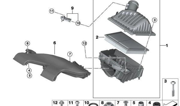 Silenciador de admisión OEM 13718655834 para BMW F40, F44, F45, F46, F48, F39. Original BMW.