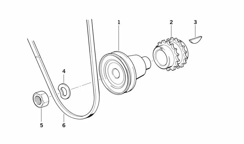 Correa trapezoidal para BMW Serie 3 E21, E30 Serie 5 E12, E28, E34 Serie 7 E32 (OEM 11231709638). Original BMW.