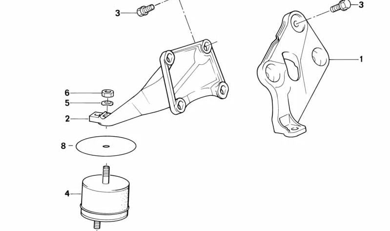 Soporte de Goma para BMW Serie 5 E34 (OEM 11811137138). Original BMW