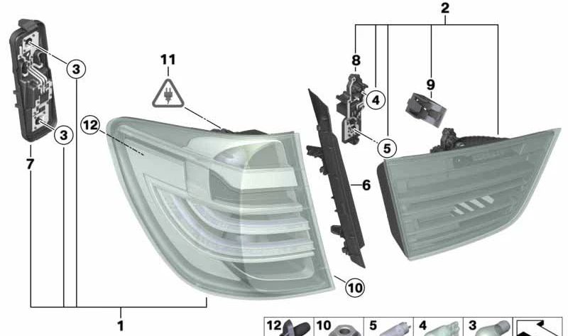 Luz trasera panel lateral izquierdo para BMW F25 (OEM 63217220241). Original BMW