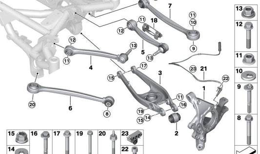 BRANO DE SUSPENSÃO BAIXO COM SILENTBLOCK OEM 33307886186 para BMW G82. BMW original.