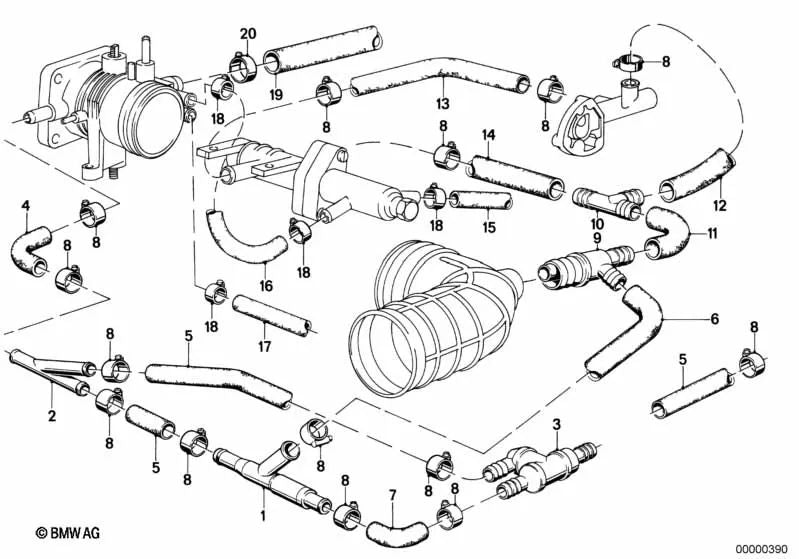 Manguera para BMW Serie 3 E30, Serie 5 E28 (OEM 11611284662). Original BMW.