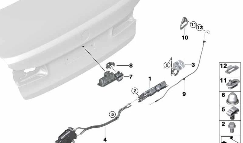 Cabo de emergência para abertura de porta-malas OEM 51247366400 para BMW F90, G30. BMW originais.