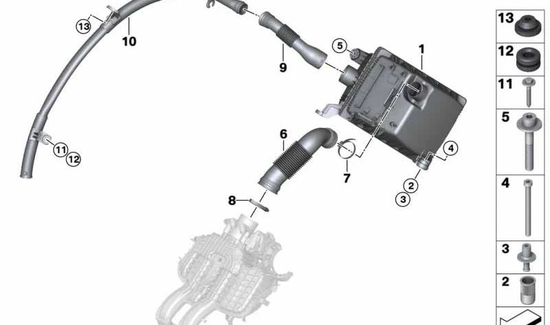 Conducto de aire de admisión para BMW I01, I01N (OEM 13717642404). Original BMW