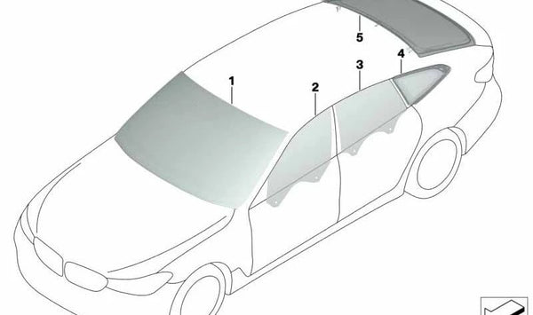 Luna trasera verde para BMW G32, G32N (OEM 51317401462). Original BMW