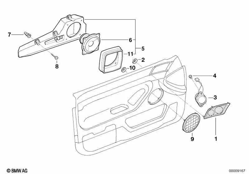 Altavoz de Agudos Top-Hifi izquierdo para BMW Serie 7 E38 (OEM 65138352703). Original BMW