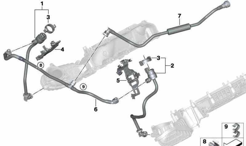 Lüftungsrohr des OEM -Resonatortanks 13908601845 für BMW G30, G11, G12. Original BMW.