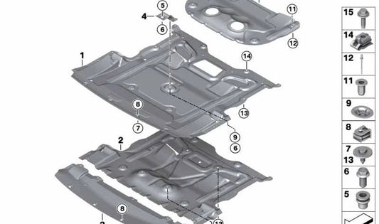 Protetor do motor inferior OEM 51758050702 para BMW F07, F10, F11. BMW original.