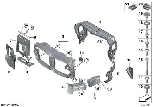 Upper air guide for BMW X5 F95N, X6 F96, G06N (OEM 51137481394). Genuine BMW