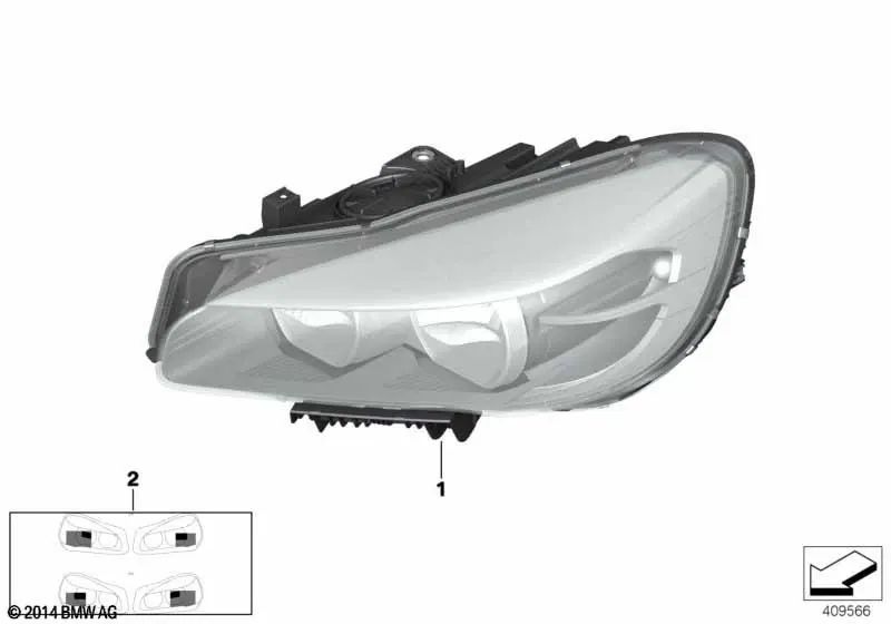 Left LED headlight for BMW F45, F46 (OEM 63117391403). Original BMW.