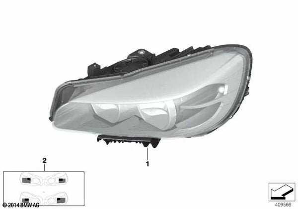 Faro LED izquierdo para BMW F45, F46 (OEM 63117391403). Original BMW.