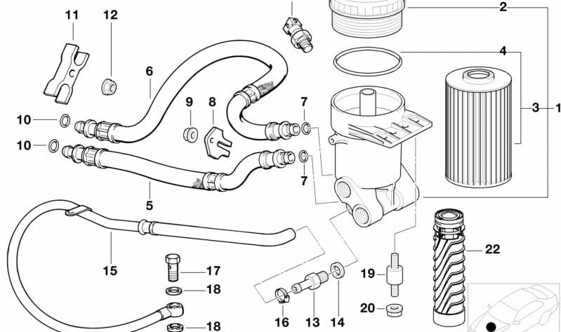 Tubo de retorno de dirección asistida OEM 11421702922 para BMW E38, E31. Original BMW.