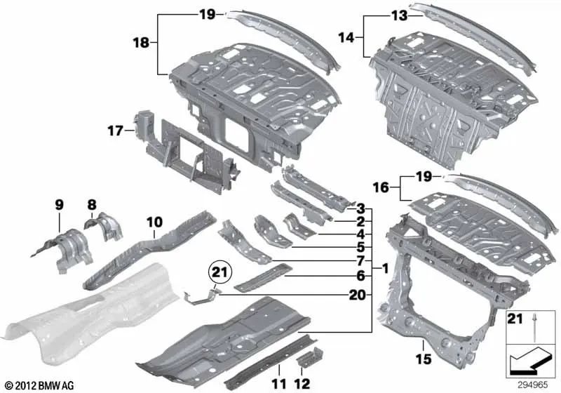 Consola de asiento delantera izquierda para BMW F10, F11, F18 (OEM 41117259575). Original BMW.