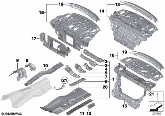 Sitzkonsole hinten rechts für BMW 5er F10, F11, F18 (OEM 41117259578). Original BMW.