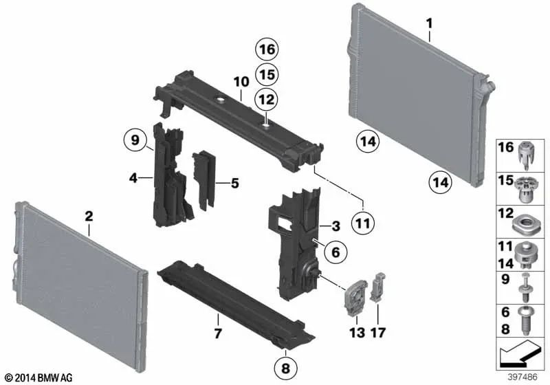 Separador derecho para BMW Serie 5 F10, Serie 6 F06, F12, F13, Serie 7 F01N, F02N (OEM 17112284238). Original BMW