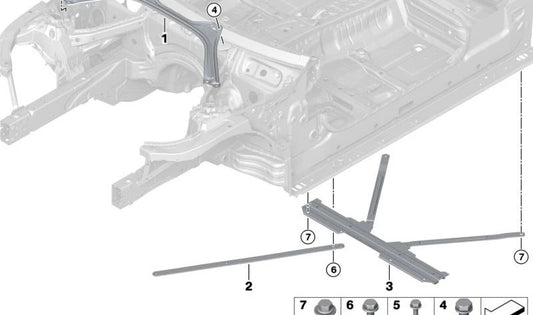 Barra de torsión delantera para BMW G42, G23 (OEM 51617486021). Original BMW.