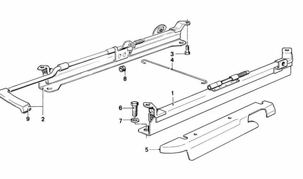 Sitzschiene exterior izquierda para BMW Serie 5 E12, E28, Serie 7 E23 (OEM 52101873549). Original BMW