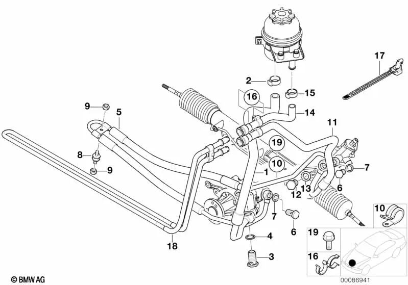 Soporte de manguera para BMW Serie 7 F04, X3 E83N, X5 E53 (OEM 11721134746). Original BMW.