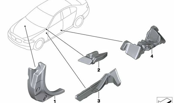 Aislamiento acústico del pilar A izquierdo para BMW Serie 5 F10, F11, F18 (OEM 51487269727). Original BMW