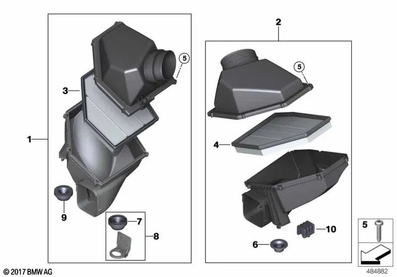 Silenciador de ruido de admisión para BMW Serie 5 F90, F90N, Serie 8 F91, F92, F93 (OEM 13717852379). Original BMW