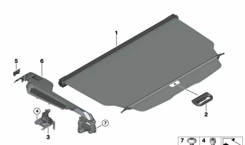 Cubrecierre/Cortinilla enrollable maletero OEM 51477466558 para BMW Serie 5 Touring (G31). Original BMW.