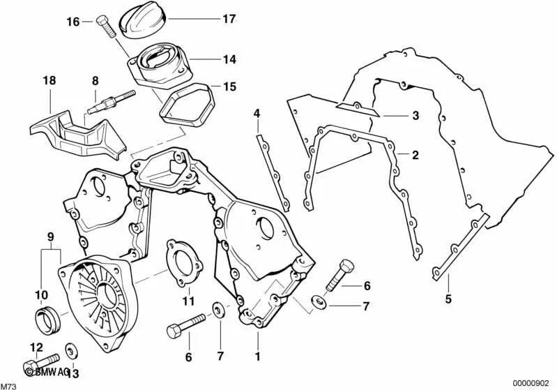 Junta sin asbesto para BMW E32, E38, E31 (OEM 11141725772). Original BMW