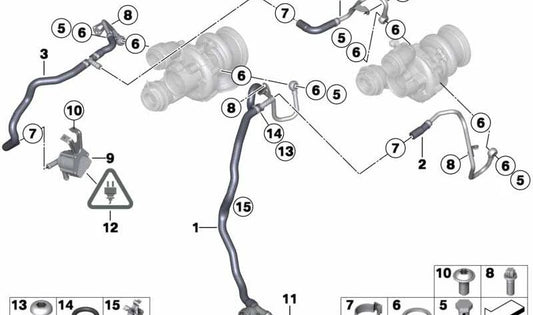 Bomba adicional de refrigerante OEM 11515A36583 para BMW F06, F01, F02. Original BMW.