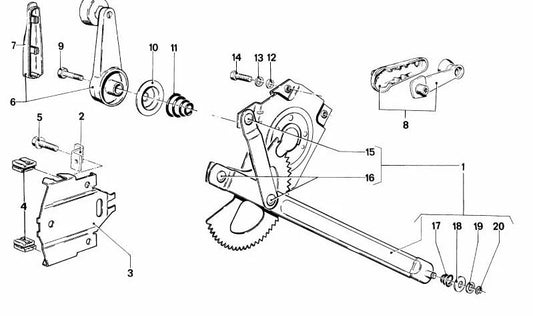 Elevador de ventanilla trasero izquierdo OEM 51341809603 para BMW E12, E28. Original BMW.